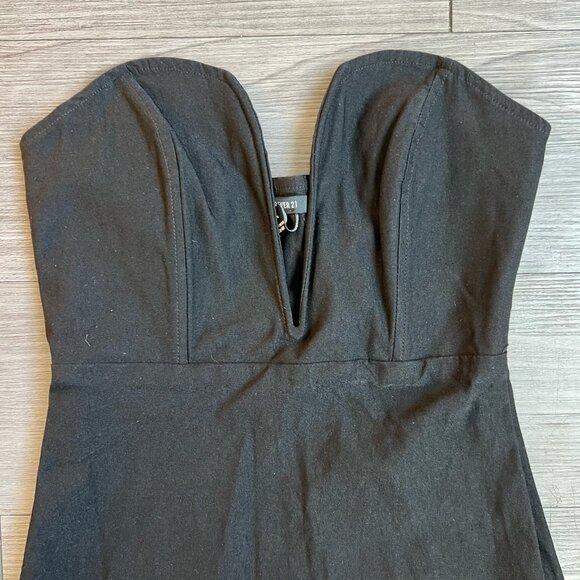 Forever 21 Black Bodycon V Neck Underwire Sculpted Bodice Mini Dress Size S - Picture 2 of 5